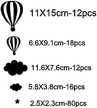 Hot Air Balloons Clouds and Stars Nursery Decor DIY Wall Stickers Bedroom Self Adhesive JW577 (Color 2)