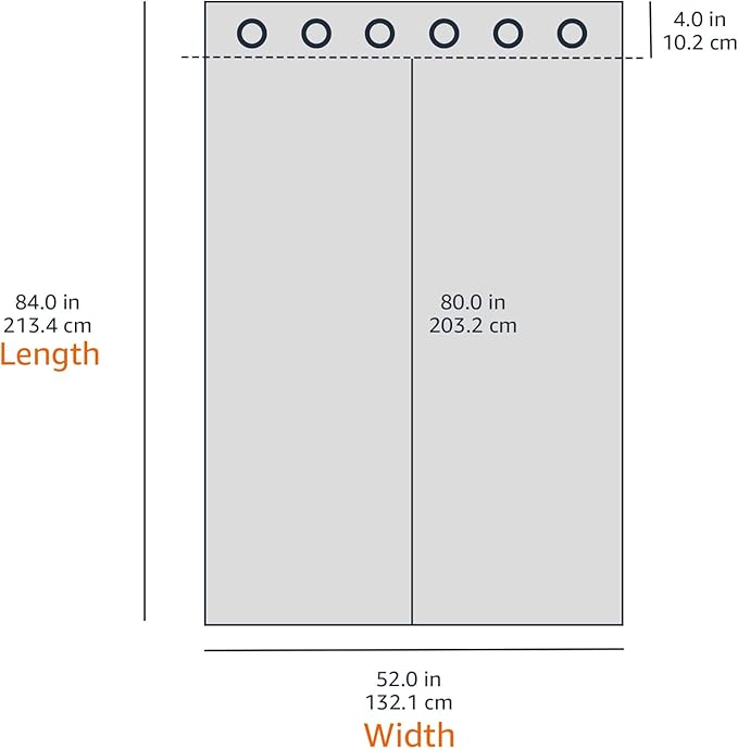 Amazon Basics Room Darkening Blackout Window Curtains 2 Panels with Grommets, for Living Room and Bedroom, 52 x 84 inches, White
