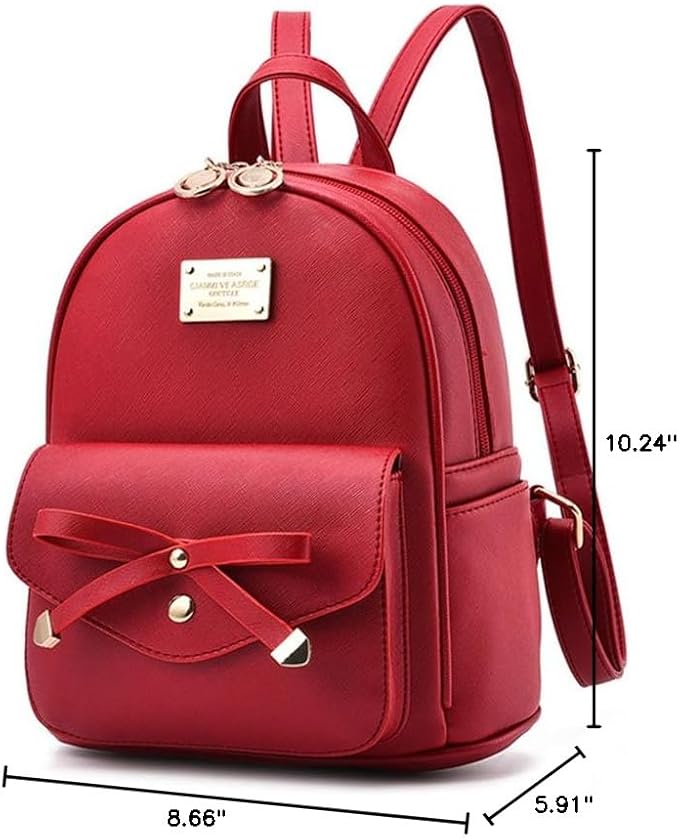 I IHAYNER Girls Bowknot Cute Leather Backpack Mini Backpack Purse for Women