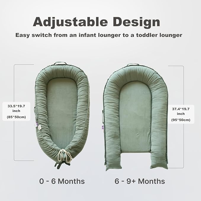 Infant Lounger, Baby Nest Cover for Baby Girls & Boys, Newborn Essentials for Baby 0-18+ Months, 100% Cotton Breathable (Sage Green, Corduroy)