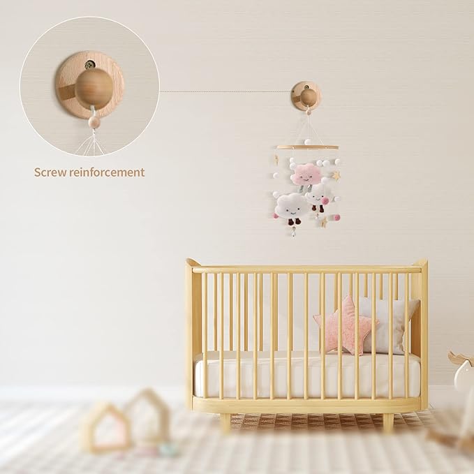 Baby Crib Mobile Arm,HBM Wooden Mobile Arm for Crib Mobile Hanger for Crib Baby Girl Nursery Decor