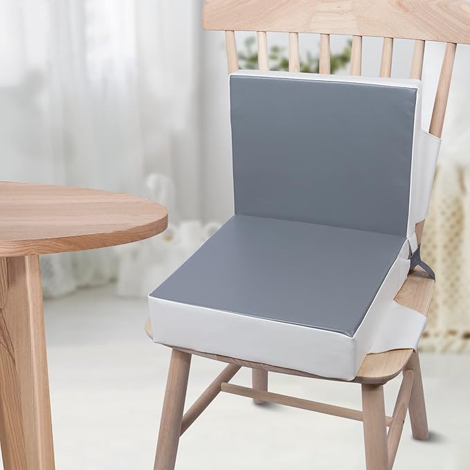 Kalawen Booster Seat for Kitchen Chair, Upgraded 2Pcs PU Washable Straps Safety Buckle Kids Toddler Booster Seat for Table