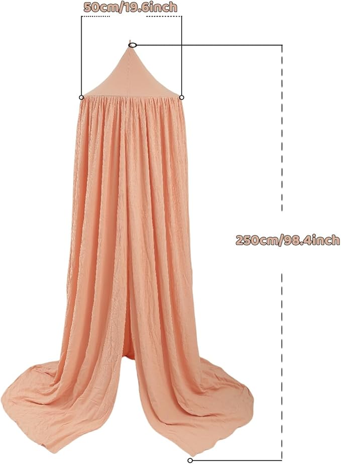 Cotton Kids Bed Canopy, Nursery Room Baby Crib Hanging Curtain Mosquito Net Hideaway Bedding Children Reading Nook Decoration, Pastel Neutral Color for Boys & Girls (Pink)