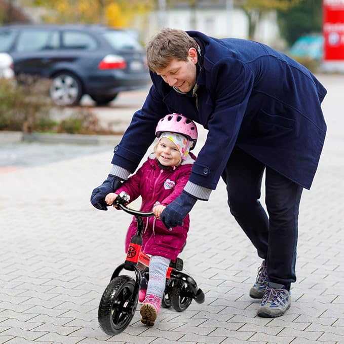 Ancaixin 3 in 1 Toddler Tricycles for 2-5 Years Old Boys and Girls with Detachable Pedal and Bell | Foldable Baby Balance Bike Riding Toys for Kids | Infant Birthday New Year Red