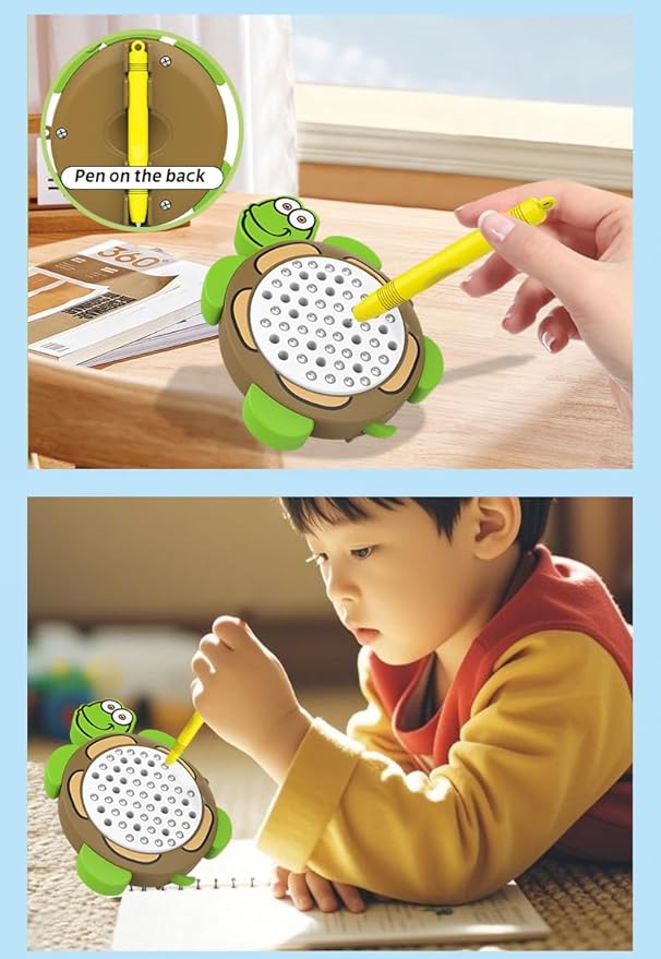 1PCS Crocodile Magnetic Drawing Board for Kids & Toddlers with Beads and Magnet Stylus Pen - Magnetic Travel Toy for Airplane & Car Ride Activities for Kids