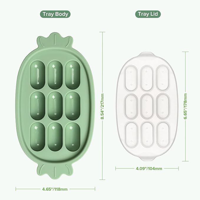 Haakaa Baby Popsicle Mold - Baby Food Maker & Breastmilk Teething Freezer Tray - BPA Free Silicone-Green