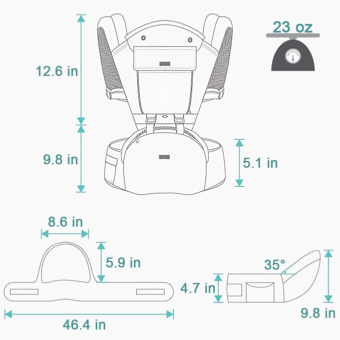 FRUITEAM 6-in-1 Baby Carrier with Waist Stool, Adjustable for Breastfeeding, One Size Fits All - Adapt to Newborn, Infant & Toddler (Navy)