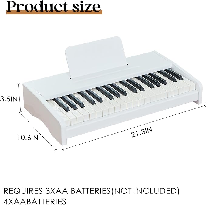 Kids Piano Keyboard, 37 Keys Digital Piano for children, Toddler Music Educational Instrument Toy Wood Piano for 3+ Girls and Boys