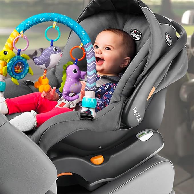 Baby Stroller Arch Toys, Crib Mobile for Infants Adjustable Bassinet Mobile with Universal Clamp, Activity Toy Bar for Bouncer Newborn CarSeat Stroller Toy Sense Toys for Baby 0 6 12 Months