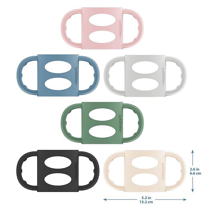 Dr. Brown's Narrow Baby Bottle Handles, 100% Silicone, Easy Grip Removable Handles for Bottle to Sippy Cup Transition, Green, 4m+