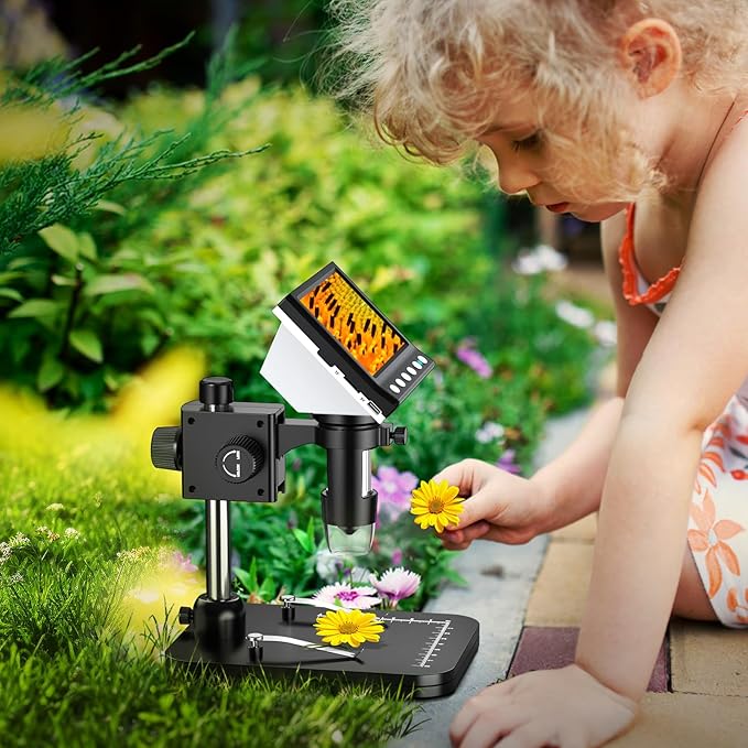 Hayve 4.3'' IPS Coin Microscope, 1000X Magnification Digital Microscope for Adults,Coin Collection Supplies with 8 Adjustable LEDs,Windows Compatible,32GB TF Card