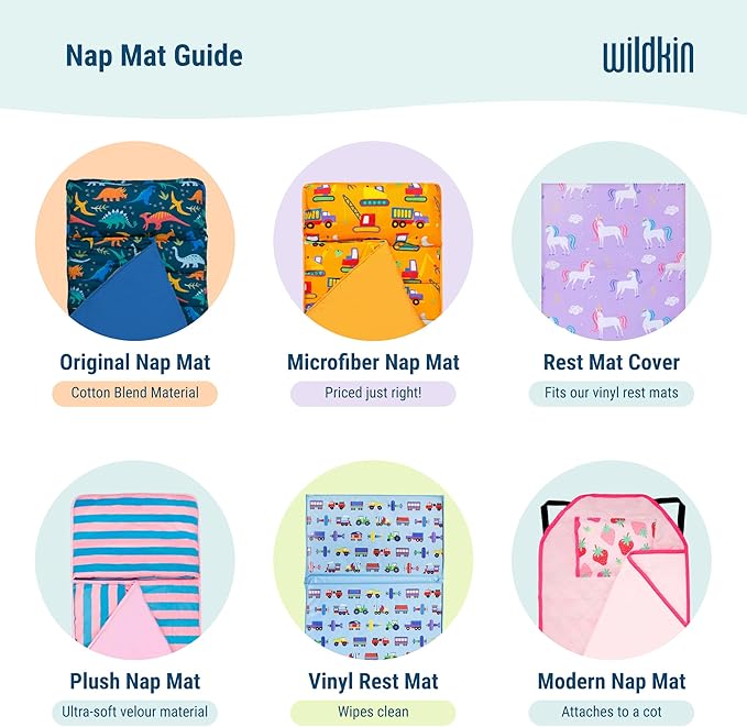 Wildkin Kids Nap Mat Cover for Boys & Girls, Sewn-in Flap Design Rest Mat Cover, Perfect for Preschool & Daycare, Fits our Vinyl Nap Mat up to 1.5 Inches Including Basic Sleep Mat(Pink and Gold Stars)