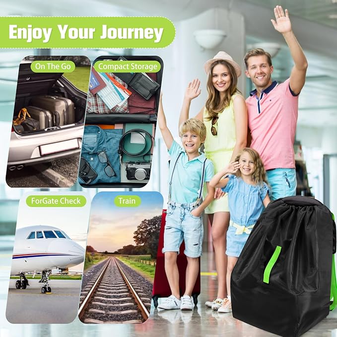 Waterproof Car Seat Bags For Airplane Travel, Durable Carseat Cover For Air Travel Car Seat Travel Bag with Shoulder Straps and 2pcs Luggage Tags For Airplane