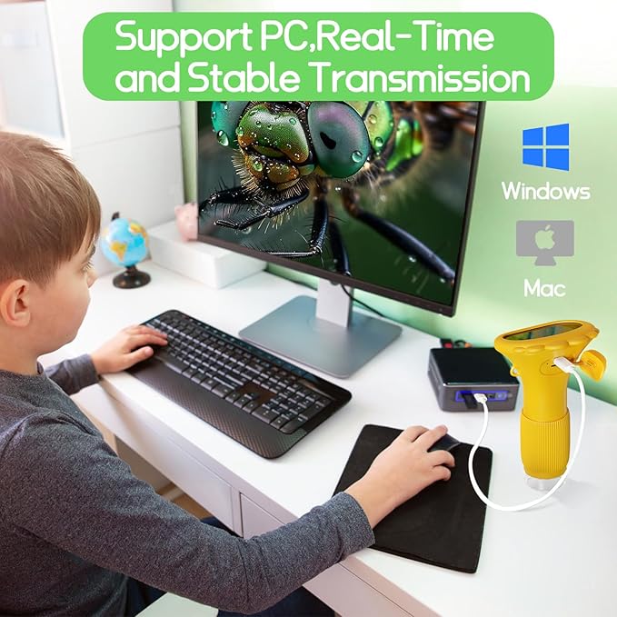 Kids Microscope Pocket Microscope -1000X Portable Microscope for Kid | Photo and Video Mini Microscopes | 2'' Digital Little Scientist Microscopes for 3-10 Age Years Old Boys Girls Toys Gifts