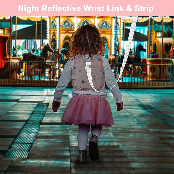 Accmor Toddler Harness Leash, Collapsible Cute Rabbit Kids Leash + Anti Lost Wrist Link for Outdoor Travel, Soft Child Walking Harness Tether Wristband Assistant Strap Belt Protector for Baby Girls