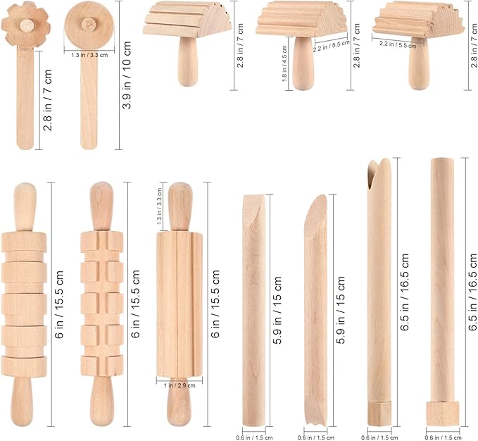 Kisangel 1set Wooden Tools Tool Set Pottery Tools Wood Hand Rollers for Clay for Kids Arts Crafts Christmas Birthday Favors