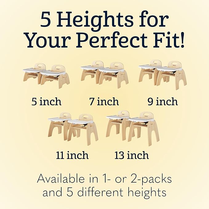 Foundations Easy Serve 9" Wood Feeding Chair for Toddlers, Adjustable Harness, Removable Dishwasher Safe Tray, “No Tip” Base, Baltic Birch Plywood