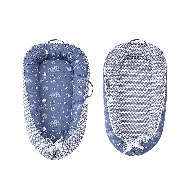 Baby Lounger - Infant Lounger for Newborn 0-24 Months, Breathable & Soft Baby Lounger Cover, Portable Infant Lounger for Home and Travel, Babies Essentials Gifts - Blue