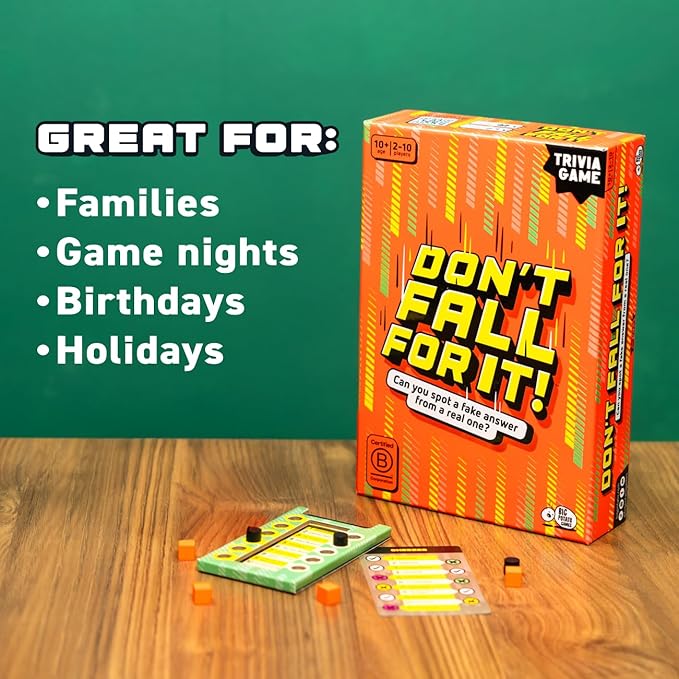 Don't Fall for It – Fun Trivia Board Game Age 3+ for Families and Kids | Hilarious Family Game for All Ages | 2+ Players, Portable and Easy to Play
