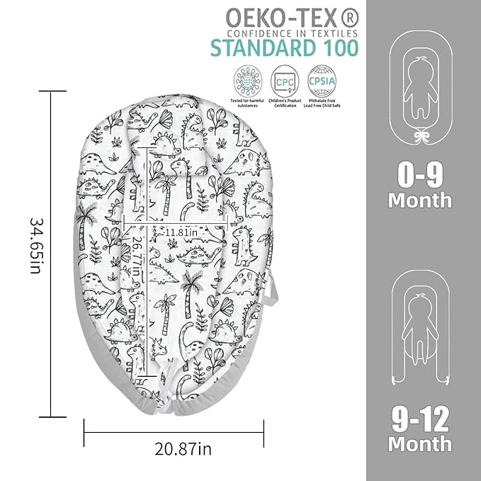 Baby Lounger for Newborn Cover - Newborn Lounger Cover for 0-12 Months, Breathable & Portable Infant Lounger Cover - Soft Baby Floor Seat Cover for Travel, Newborn Essentials - Baby Snuggle Panda