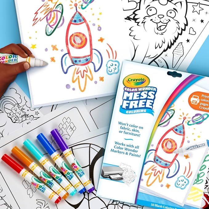Crayola Color Wonder Mess Free Coloring Pages (50ct), Create Your Own Coloring Pages, Blank Color Wonder Refill, Toddler Gift, 3+