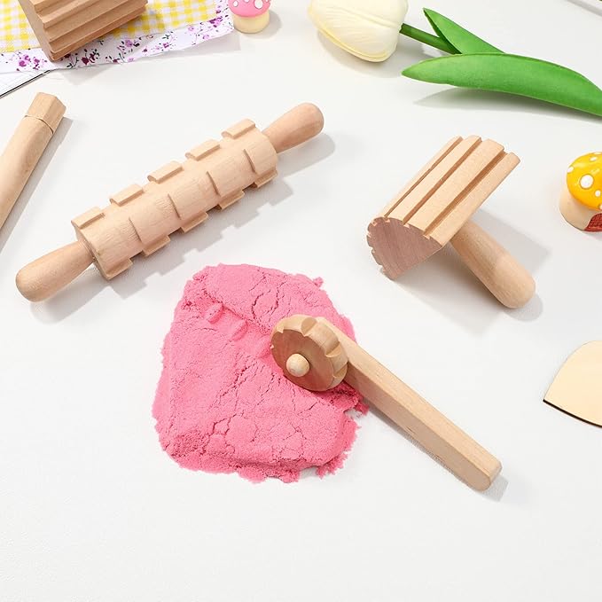 Kisangel 1set Wooden Tools Tool Set Pottery Tools Wood Hand Rollers for Clay for Kids Arts Crafts Christmas Birthday Favors