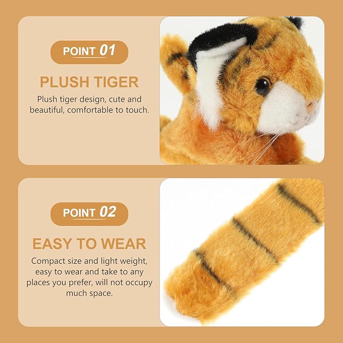 Kisangel 1pc Plush Huggable Stuffed Animals Jungle Themed Slap Bracelet Wrist Hugger Plush for Jungle Party Favors(As Shown 2)