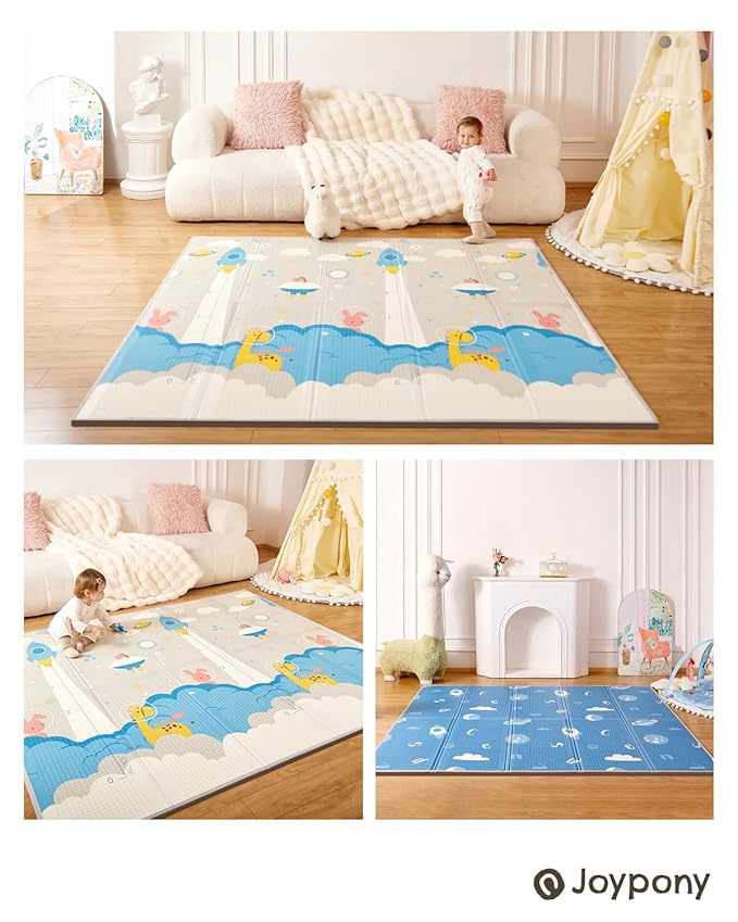 Baby Play Mat 79" X 71",Extra Large Foldable Play Mats for Babies and Toddlers,Waterproof AntiSlip Portable Baby Floor Mat for Tummy Time,Foam Baby Mat for Floor with Travel Bag Indoor Outdoor