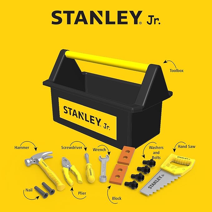 Kids Tool Box - 18-Piece Toy Tool Set for Pretend Play Fun Open Toolbox Design for Imaginative Adventures for Kids 3 and Up