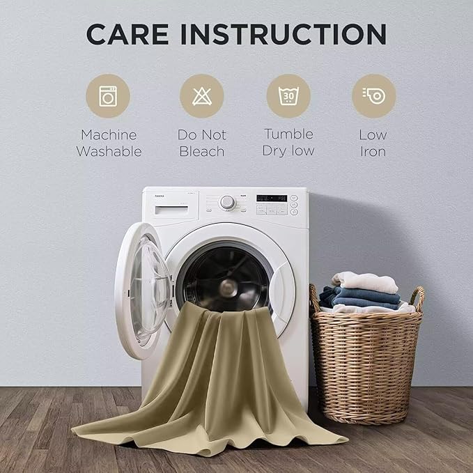 Joydeco White Blackout Curtains 96 Inches Long for Bedroom, Curtains 96 Inch Length 2 Panels Set, Room Darkening Curtains & Drapes for Living Room Window (W52 x L96 Inch, Beige)