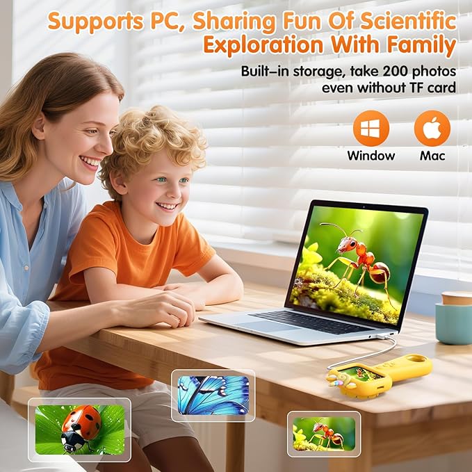 Kids Microscope Handheld Portable Mini 2.4" - 600X FHD Digital Microscope for Kids - Educational Science Toys, Boys & Girls Christmas Birthday Gifts, Outdoor Toys for Kid's Ages 4-8 8-13