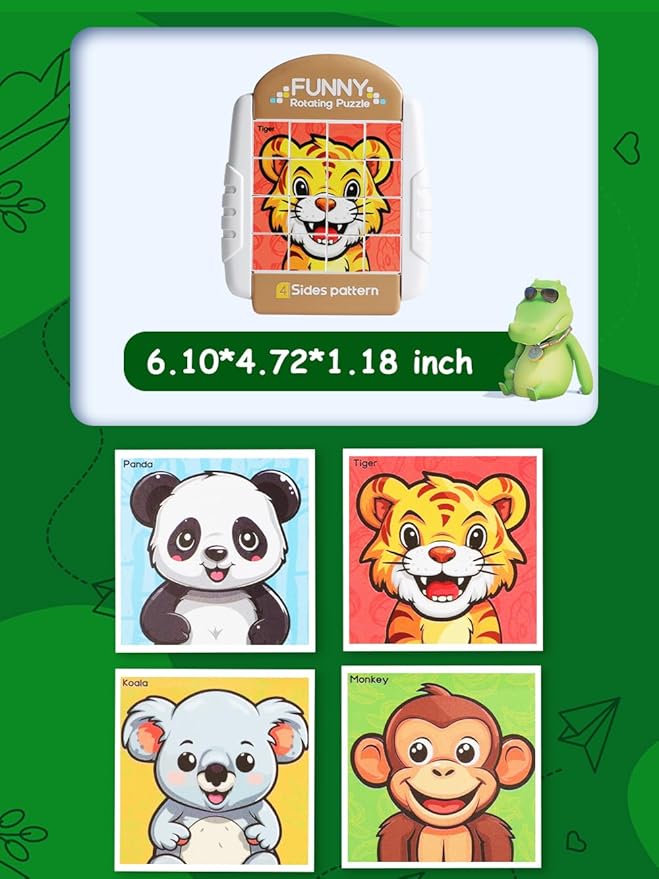 16-Piece Rotating Puzzles for Kids 4-6, Toddlers Puzzles 2-4, Road Trip, Airplane Activities Game, Travel Toys - Brain Teaser, Fine Motor Skills, Birthday Gifts Boys & Girls - Transportation