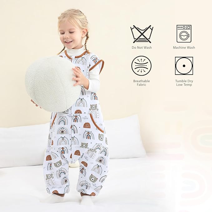 Baby Toddler Sleep Sack with Feet 2.5 TOG Winter, Wearable Blanket with Legs, Toddler Sleeping Sack Long Sleeve (Bear, 12-24 Month)