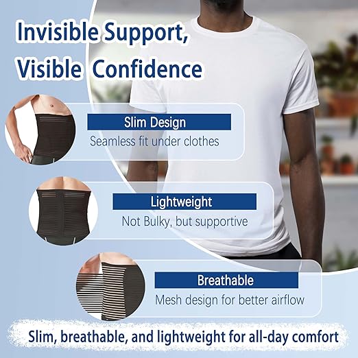 Abdominal Binder for Post Surgery & Postpartum Recovery, Abdomen Hernia Support Belt for Women & Men (Black, Medium)