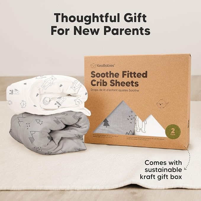 KeaBabies 2-Pack Organic Crib Sheets for Boys, Girls - 52x28 Fitted Crib Mattress Sheet Neutral, Breathable Jersey Cotton Cover for Baby Bed, Toddler Mattress, Soft & Cute Prints (Pastel)