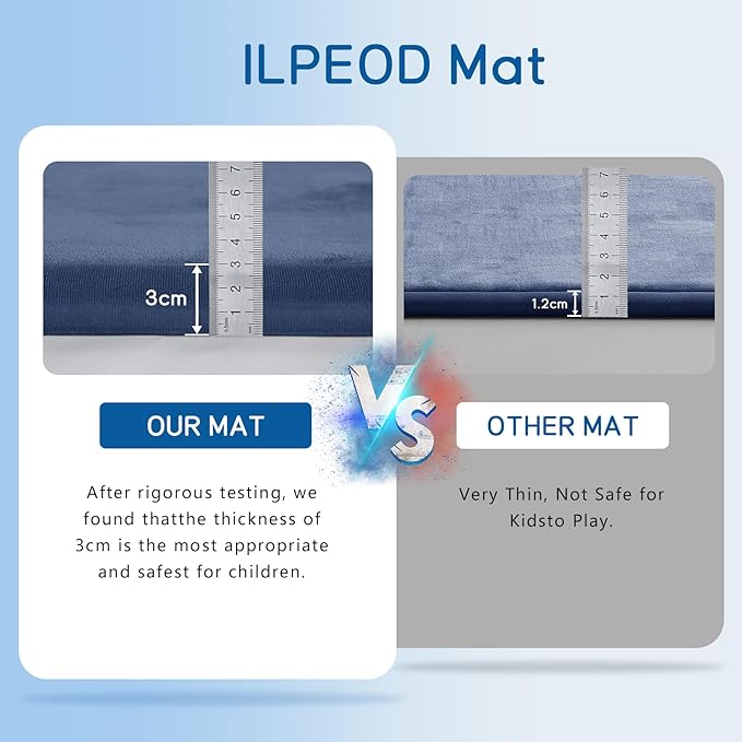 Baby Play Mat for Floor Tummy Time Nursery Muscle Mat Area Rug Playroom Tatami 79"x138" Memory Foam 1.3" Thick Crawling for Babies,Toddlers, Infants, Kids,Floor(Blue)