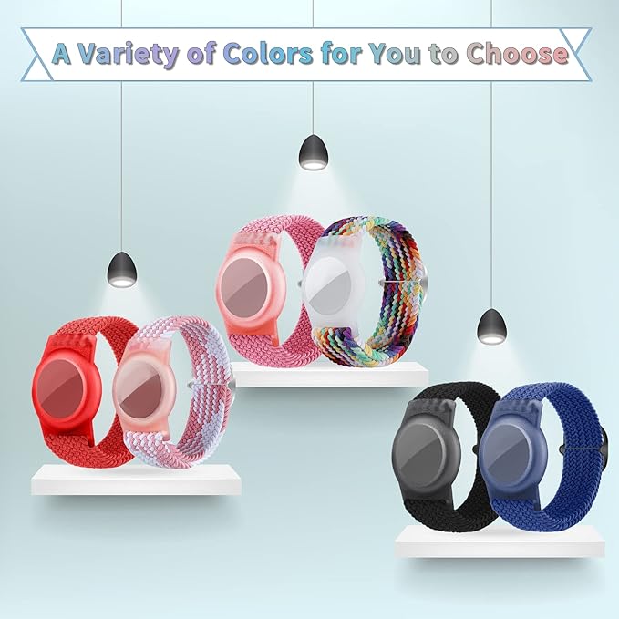 Kids Bracelet Compatible with AirTag, GPS Kid Tracker Holder Braided Wristband for Apple Air Tag, 2022 Upgraded Nylon Adjustable Anti Lost Airtag Watch Band for Kids Children Elders (red)