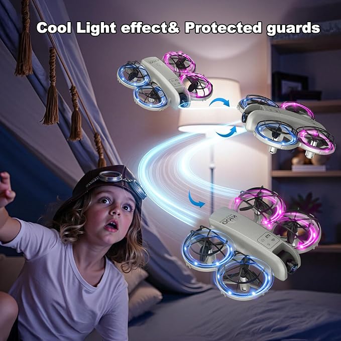 K100Max Mini Drones With Camera For Kids And Begginers, Indoor Small Helicopter Plane Quadcopter With Screen Remote Controller, Gift Toy for Boys and Girls, Headless Mode, 2 Batteries(Gray)