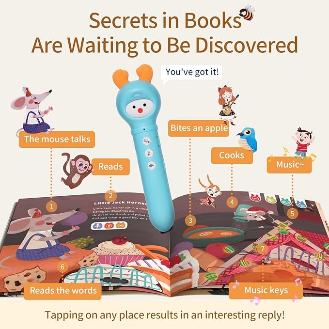 alilo Talking Pen Books Sets for Toddlers 2-6, Kids Learning Electronic Toys, Early Educational Gifts for Boys Girls, with 3 Interactive Audio Sound Books, 100 Talking Flash Cards, Alphabet