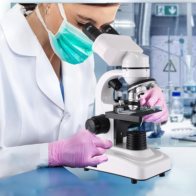 Compound Microscope,40X-2500X Research Class Professional Microscope,WF10x and WF25x eyepieces, Dual LED Lighting and Two-Layer Mechanical Stage,Microscope for Adults…