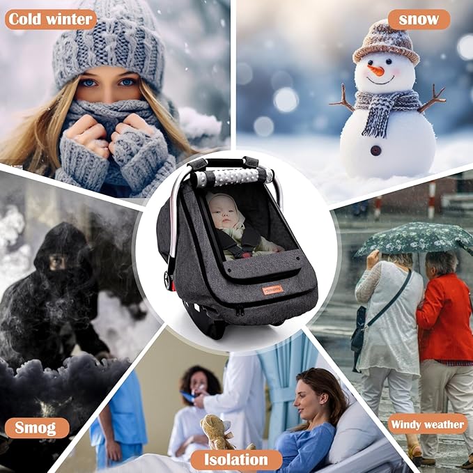 Waterproof Baby Stoller Bunting Bags Winter Carseat Canopies Cover to Protect Baby from Cold Wind, Super Warm Plush Fleece Baby Carrier Cover for Infant Boys Girls, Keeps Babies Warm and Cozy
