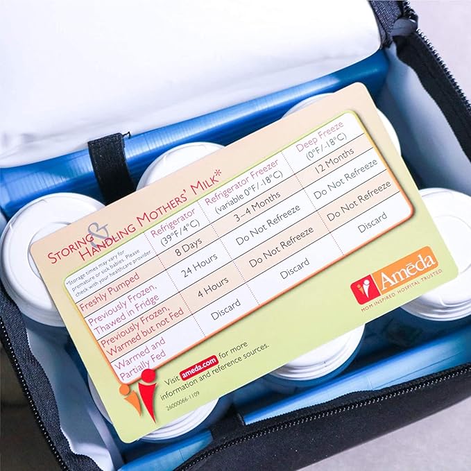 Ameda MYA Cool N Carry Portable Breast Milk Cooler Bag | Breastmilk Storage | Includes Insulated Cooler Bag, 3 Freezer Packs & 6 Breast Milk Storage Bottles