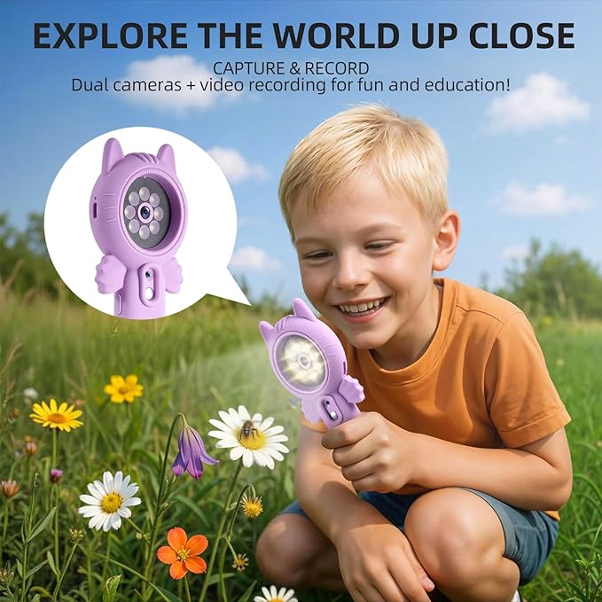 Kids Microscope–500X Digital Pocket Handheld Microscope with Dual Cameras, Autofocus & 32GB Card STEM Educational Toy & Christmas Birthday Gift for Boys & Girls Ages 3 4 5 6 7 8 9 10