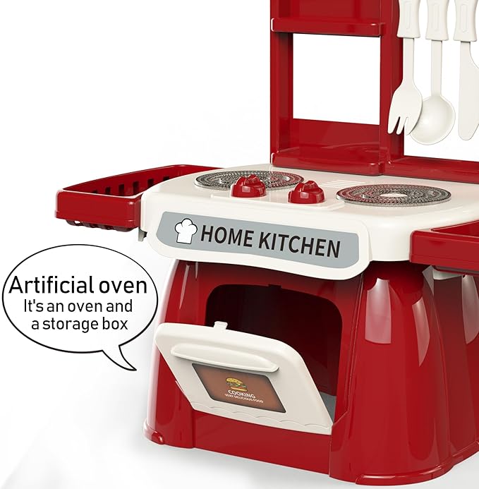 Kitchen Set for Toddler with Sound and Light,Pretend Cooking Food Set,Kids Kitchen Playset,Play Sink with Running Water and Electronic Induction Stove,Kitchen Accessories