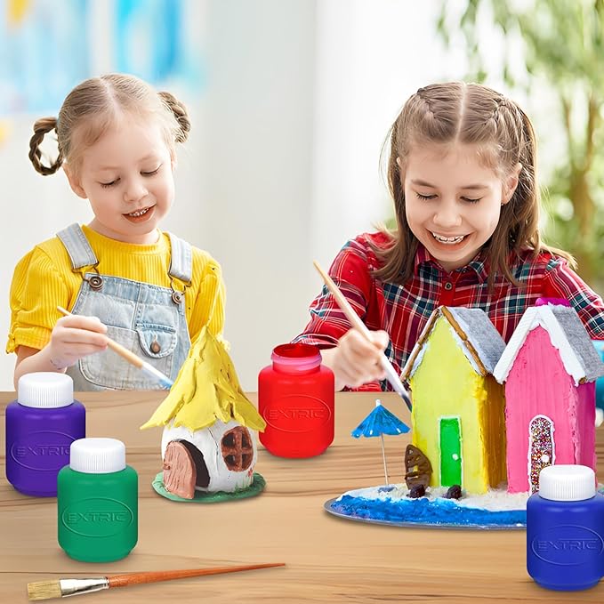 Kids Painting Set, Washable Paint for Kids 8 Colors with 10 Paint Sponges, Non Toxic Tempera Paints 2 oz Each, Paints for Toddlers Art, Craft, School and Home Finger Painting Projects