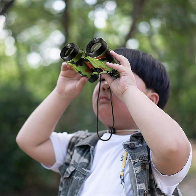 Deekin 16 Toy Binoculars for Kids with Neck String Learning Novelty Binocular Bulk Jungle Safari Hunting Party Favor for Explorer Gifts Bird Watching Camping Hunting, 4.3 x 4.1 Inch(Camouflage)