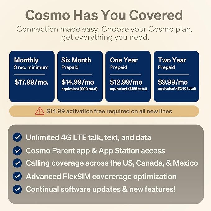 JrTrack 5 Kids Smart Watch by Cosmo | Best Kid-Safe Phone Watch | Precision Real-Time GPS Tracking | Call, Text, Activity, School Settings | Spotify Music | Parental Controls | SOS & Safety Alerts