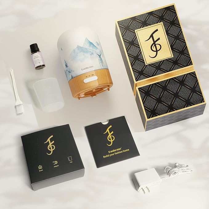 Aromatherapy Essential Oil Diffuser with Lavender Oils, 6 in 1 Ultrasonic 100ML Aromatherapy Scent Humidifier Vaporizer with Dense fine Mist, Timer, Auto-Off (Winter-Lavender)