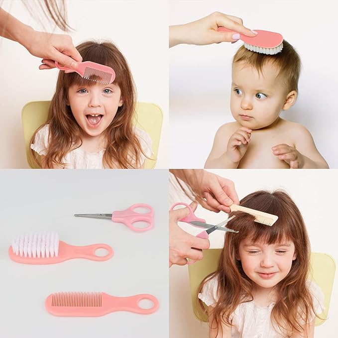 Baby Grooming and Healthcare Kit, Portable Baby Safety Care Set with Hair Brush Comb Nail Clipper Nasal Aspirator for Nursery Newborn Infant Girl Boy (32 in 1, Pink)