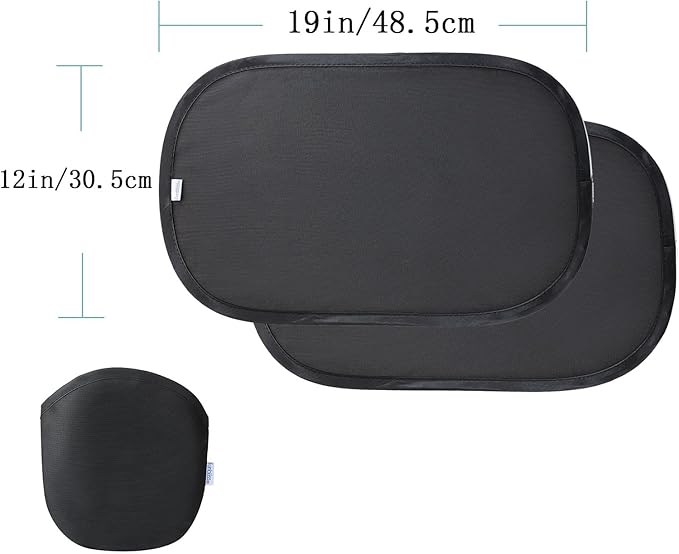 Funbliss Baby Car Mirror + 2-Pack Car Window Shades Bundle -100% Shatterproof, Wide Angle Convex